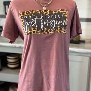 Women's Mauve Graphic Tee - 'Not Perfect Just Forgiven'
